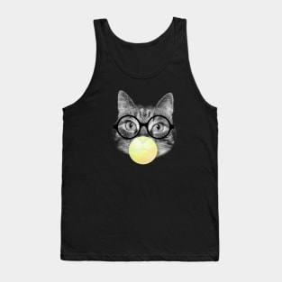 Funny cat and yellow bubble gum Tank Top